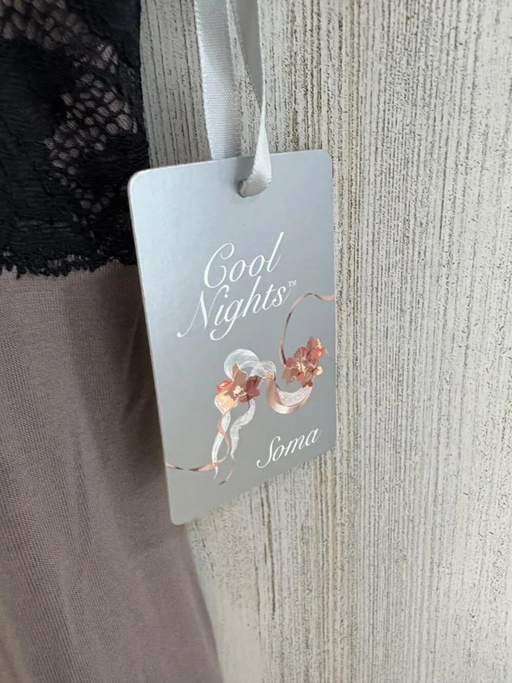 Soma Cool Nights Lace Bust Cami Pajama Top Sleepwear Mochaccino S NWT